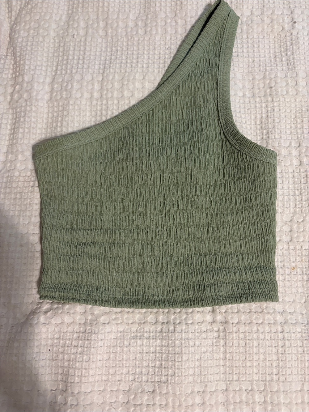 American Eagle Outfitters One-Shoulder Sage Green Crop Top